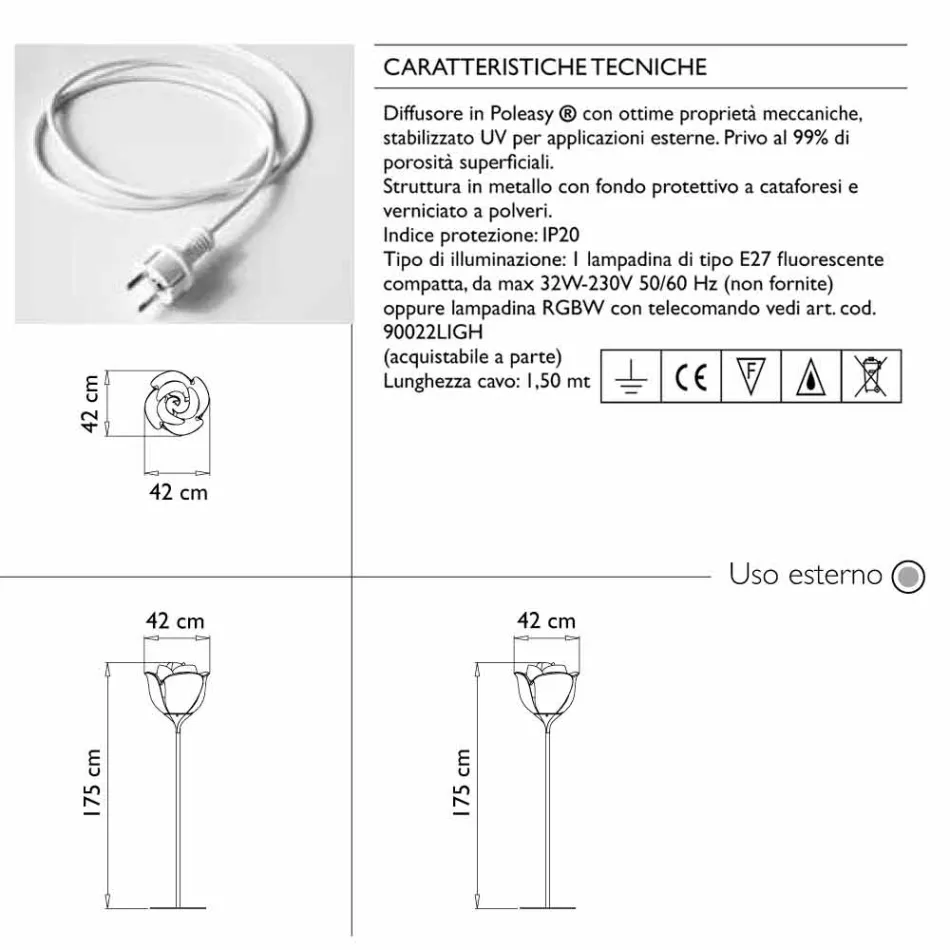 Venkovní podlahová lampa ve tvaru růže - Baby Love od Myyour Viadurini
