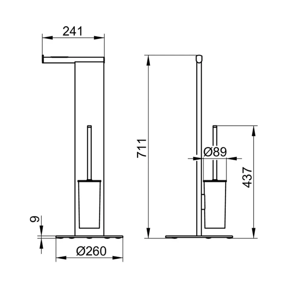 Stojací držák na toaletní kartáč a váleček v bílém nebo černém hliníku - Alcade Viadurini