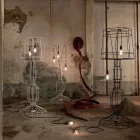 Stojací lampa do obývacího pokoje 3 světla v minimálním stylu z bílého nebo přírodního kovu - styl Viadurini