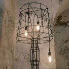 Stojací lampa do obývacího pokoje 3 světla v minimálním stylu z bílého nebo přírodního kovu - styl Viadurini