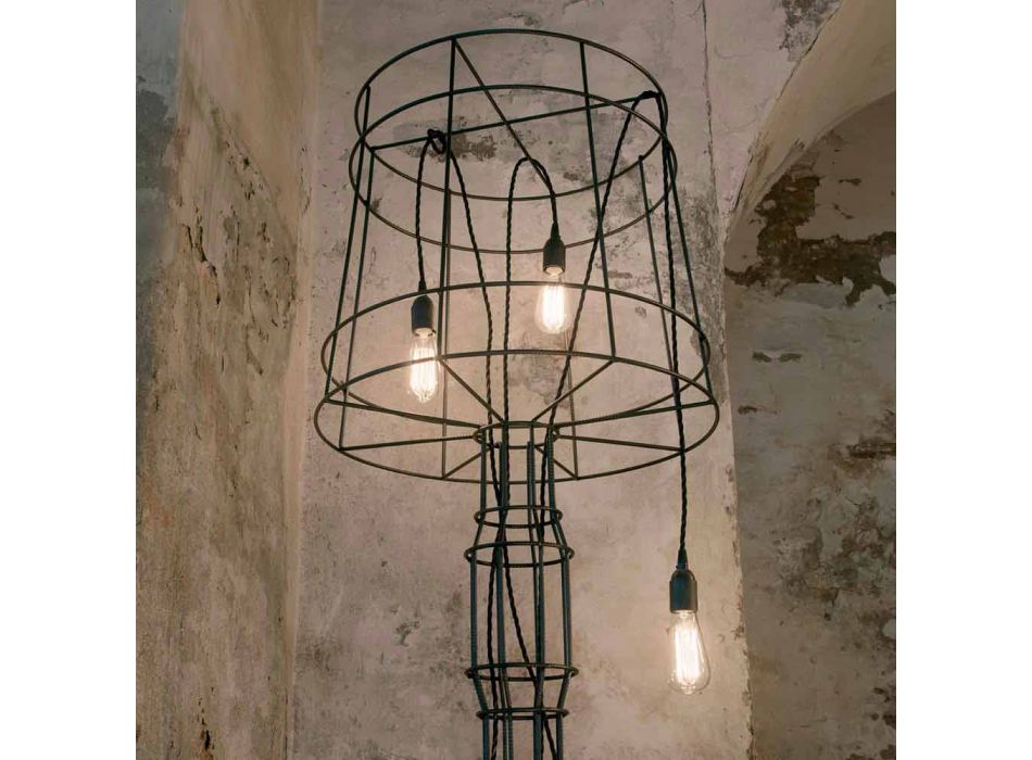 Stojací lampa do obývacího pokoje 3 světla v minimálním stylu z bílého nebo přírodního kovu - styl Viadurini