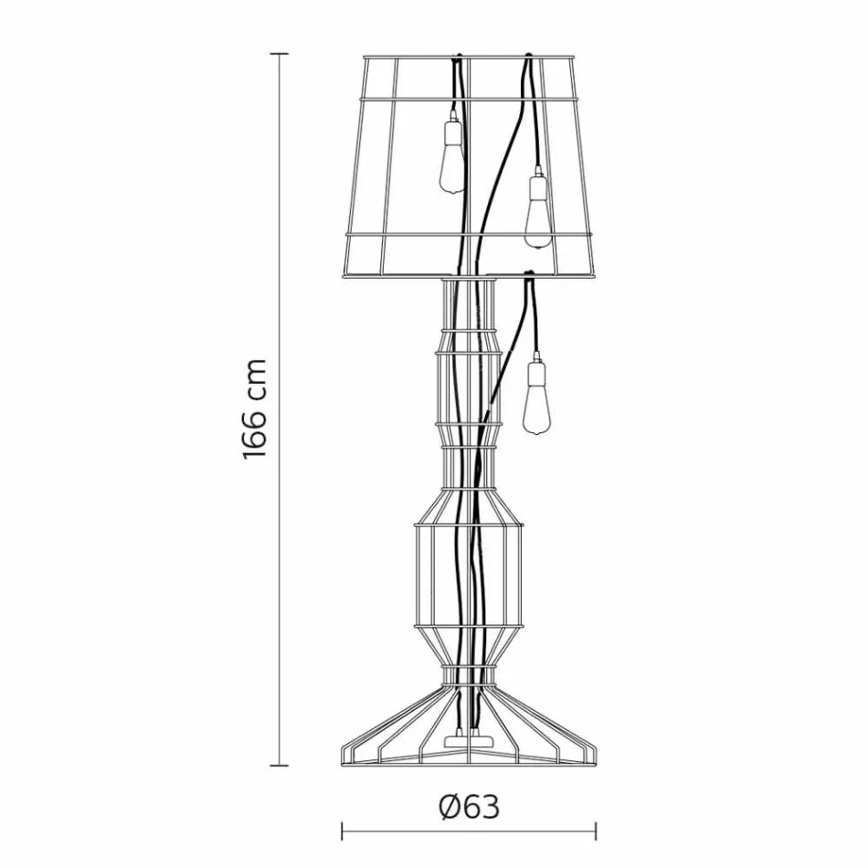 Stojací lampa do obývacího pokoje 3 světla v minimálním stylu z bílého nebo přírodního kovu - styl Viadurini
