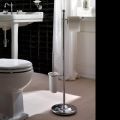 Vintage stojací lampa s držákem papíru a držákem na toaletní kartáč z mosazi a keramiky - Caen