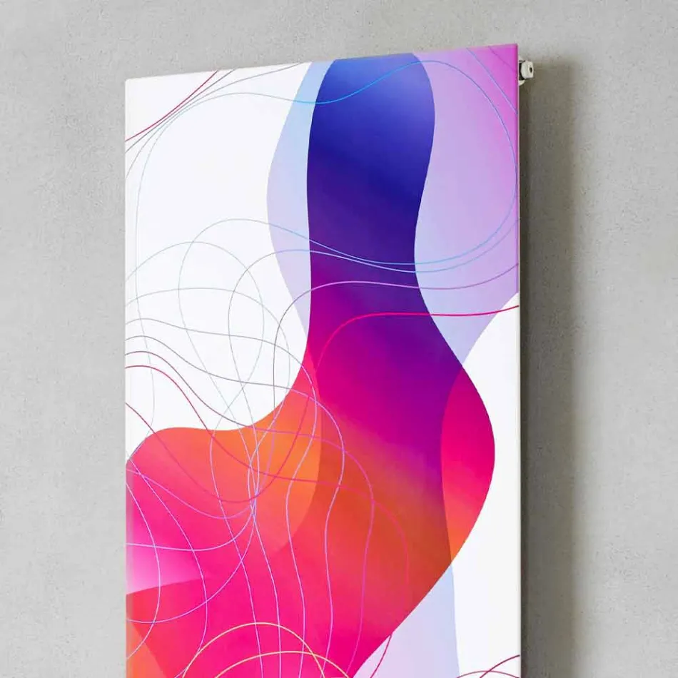 Nástěnná hydraulická sálavá deska z oceli s dekorací 839 Watt - Kelvin Viadurini