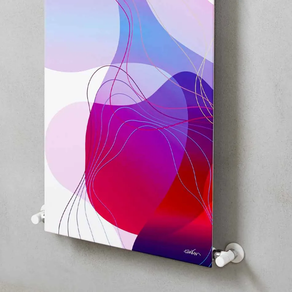 Nástěnná hydraulická sálavá deska z oceli s dekorací 839 Watt - Kelvin Viadurini