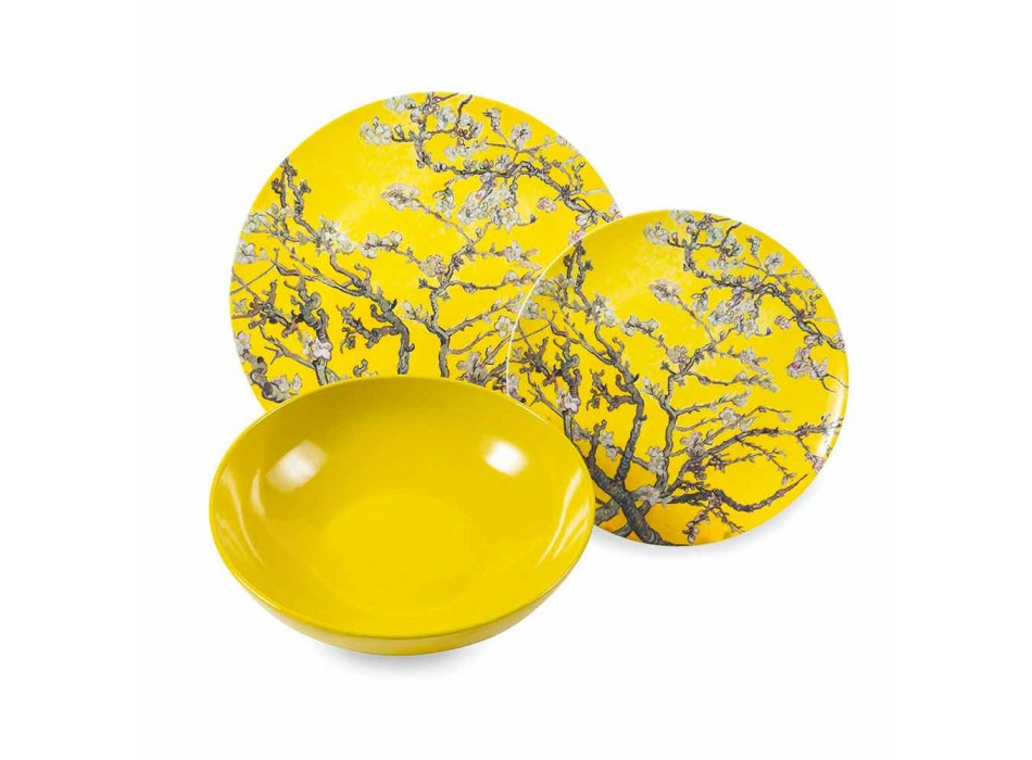 Barevné porcelánové a kamenné talíře Moderní stolní služba 18 kusů - Nagoya Viadurini