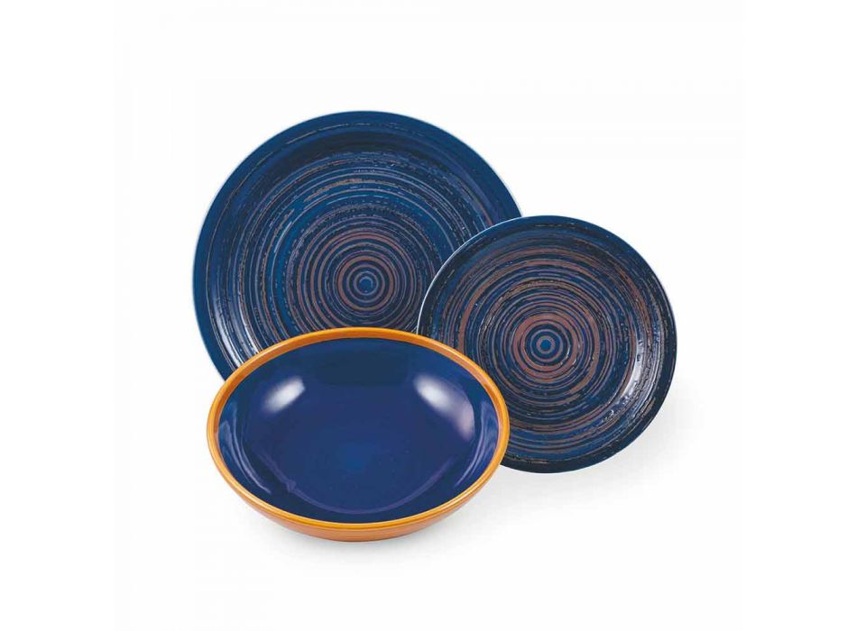 Barevné a moderní talíře 18 kusů v kamenina Kompletní stolní služba - Egadi Viadurini