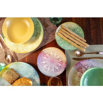 Barevná jídla v porcelánu a porcelánu 18 kusů servírovací stůl - Ipanema