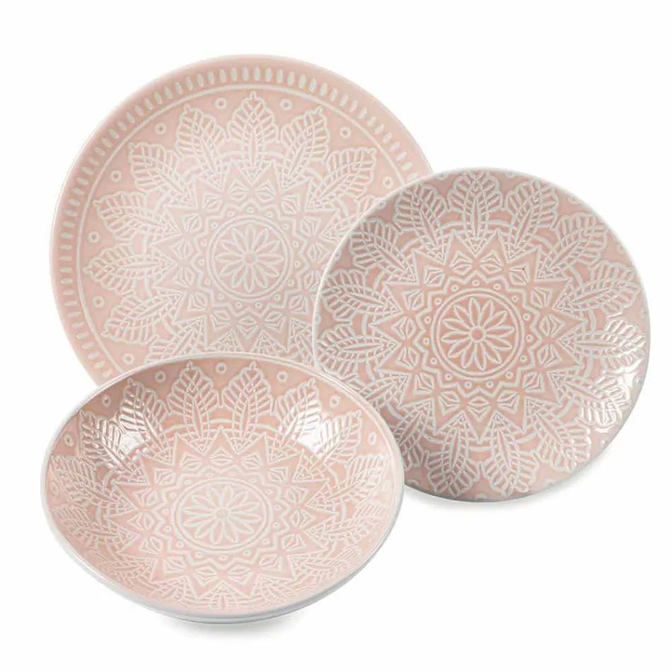 Moderní barevné talíře 18 kusů kompletní stolová služba v Gres - Creta Viadurini