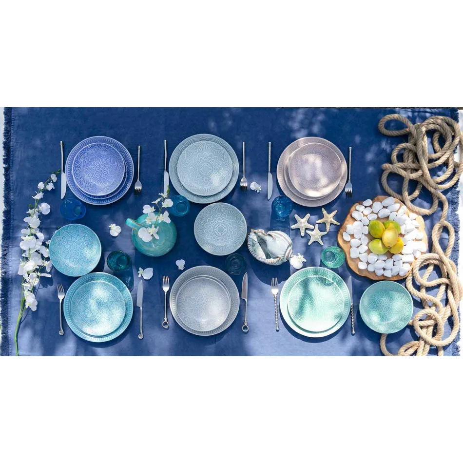 Moderní barevné talíře 18 kusů kompletní stolová služba v Gres - Creta Viadurini