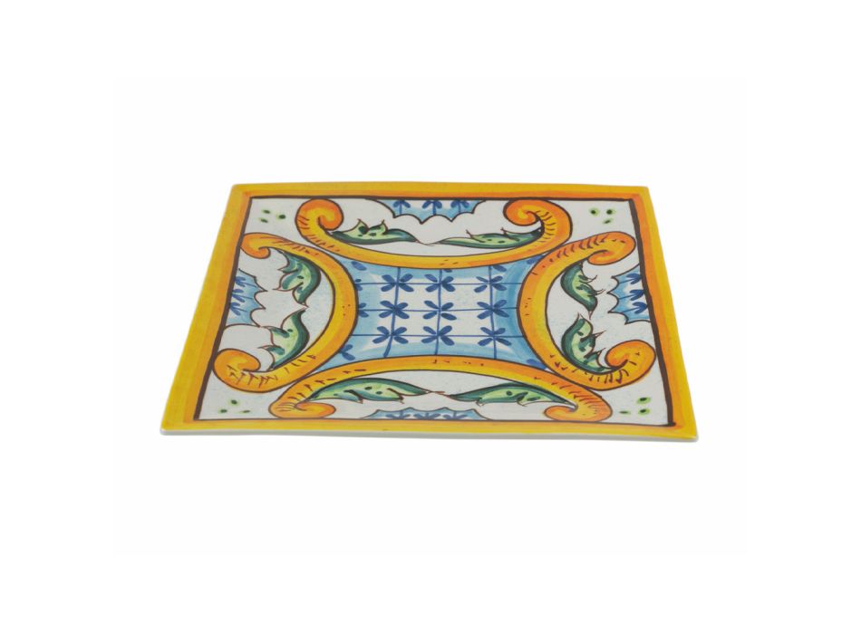 Čtvercové talíře v barevném porcelánovém dekoru majolika 6 ks - dlaždice Viadurini