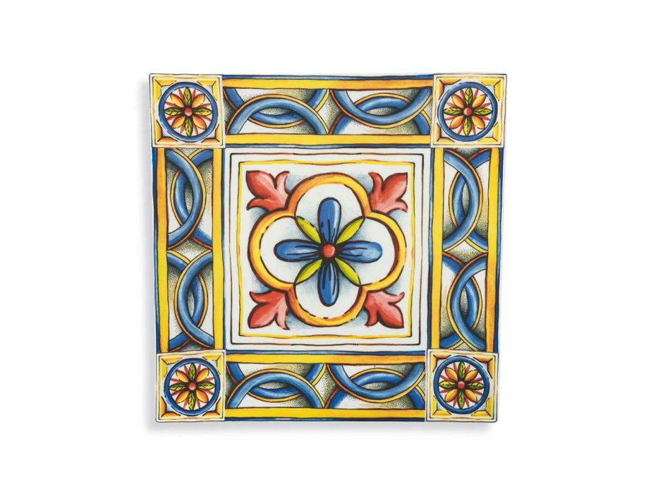 Čtvercové talíře Podložky v barevných porcelánových dekoracích 6 kusů - léto Viadurini