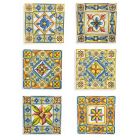 Čtvercové talíře Podložky v barevných porcelánových dekoracích 6 kusů - léto Viadurini