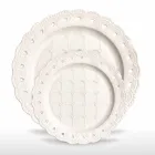 Oblíbený talíř 12 kusů v bílém porcelánu ručně zdobený - Rafiki Viadurini