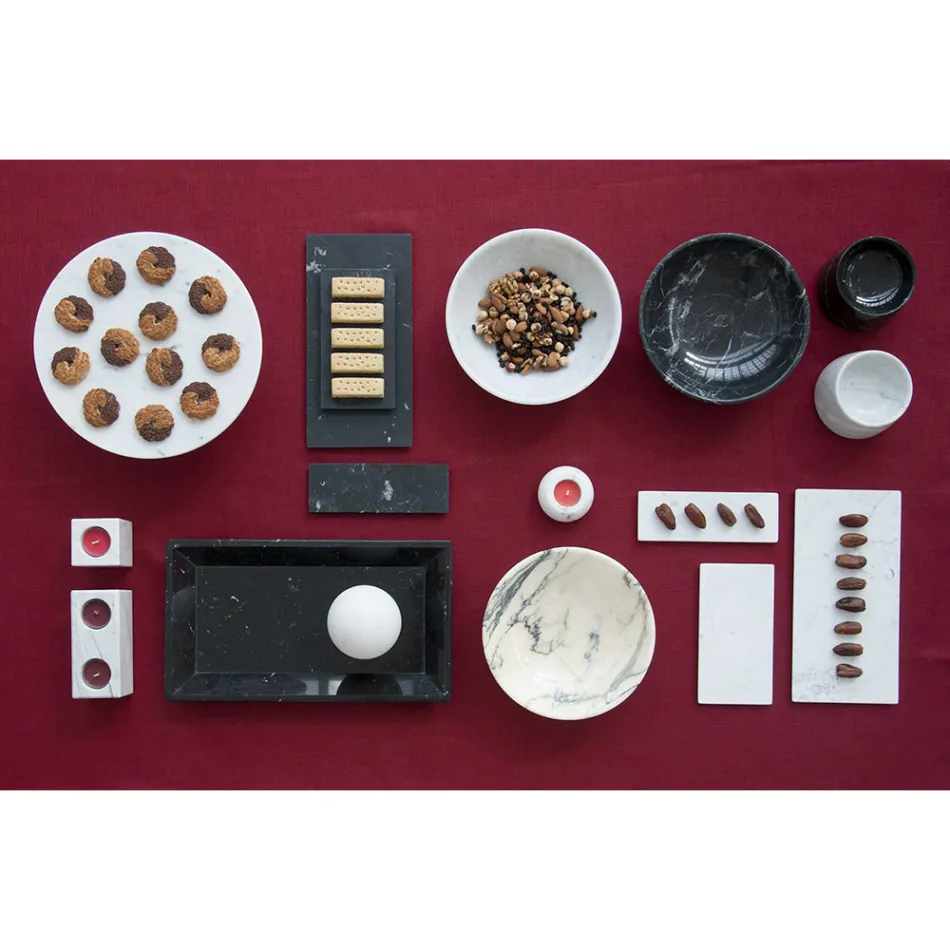 Kulatý sýrový talíř v bílém nebo černém mramoru vyrobený v Itálii - Kirby Viadurini