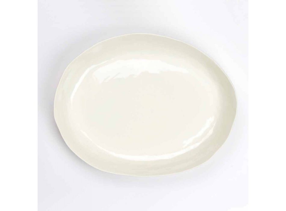 Oválný servírovací talíř z bílého porcelánu v luxusním provedení - Arcimaesta Viadurini