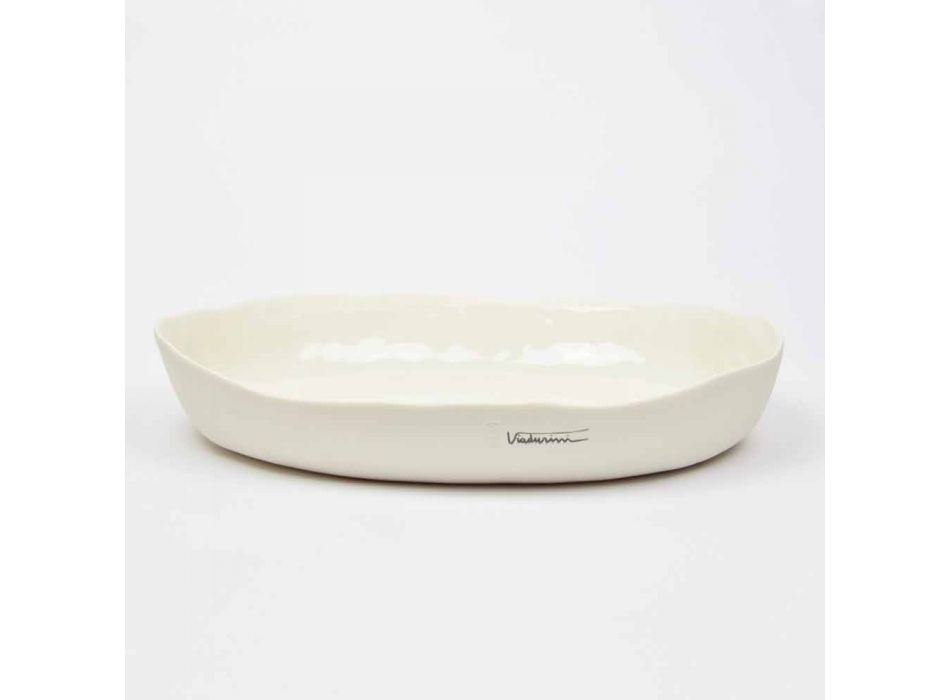 Oválný servírovací talíř z bílého porcelánu v luxusním provedení - Arcimaesta Viadurini