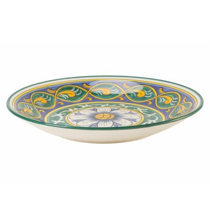 Servírovací talíř kulatého designu v dolomitových barevných dekoracích - Cabria Viadurini