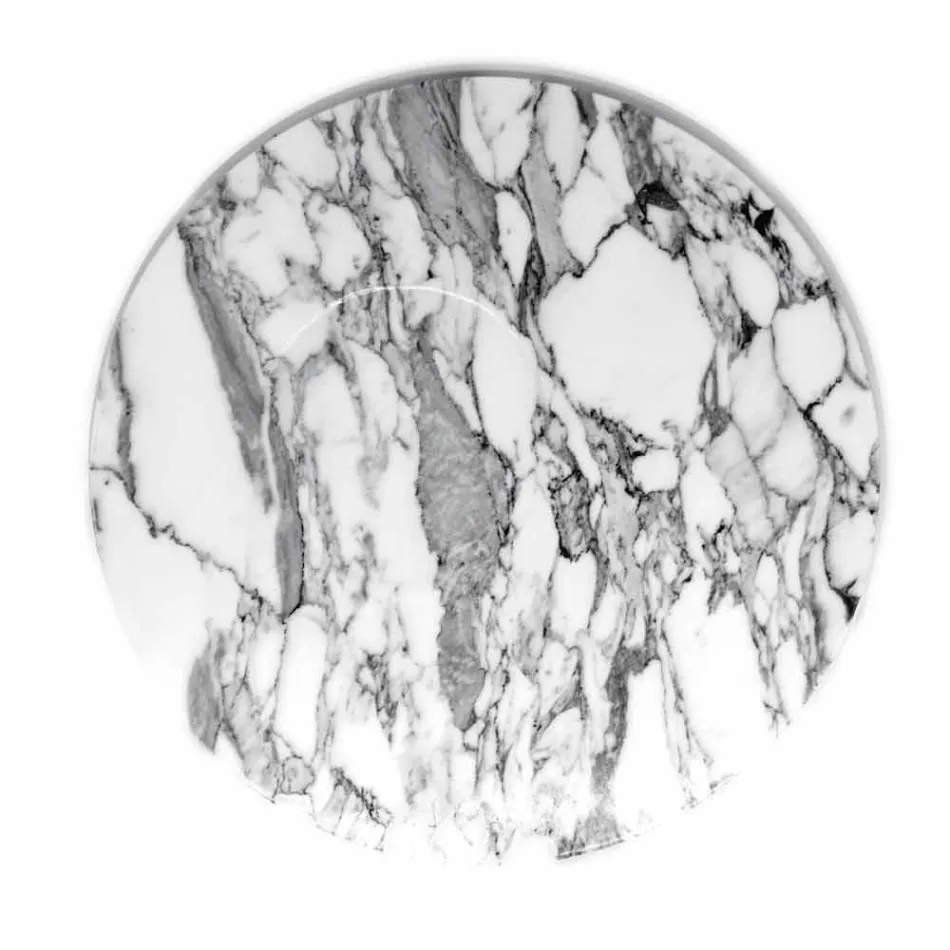 Kulatý servírovací talíř v bílém mramoru Carrara vyrobený v Itálii - Kamil Viadurini