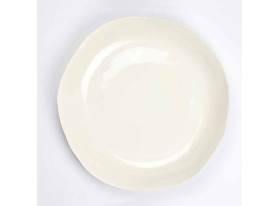 Italský luxusní bílý porcelánový kulatý servírovací talíř - Arcimaesta Viadurini