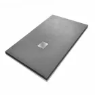 Sprchová vanička 140x70 v pryskyřici s kamenným efektem a ocelovou mřížkou - Domio Viadurini