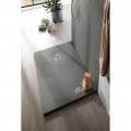 Sprchová vanička z pryskyřice s betonovým efektem 170x70 s ocelovým roštem - Cupio