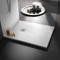 Moderní sprchová vanička 90x80 z kamene a oceli z pryskyřičného efektu - Domio