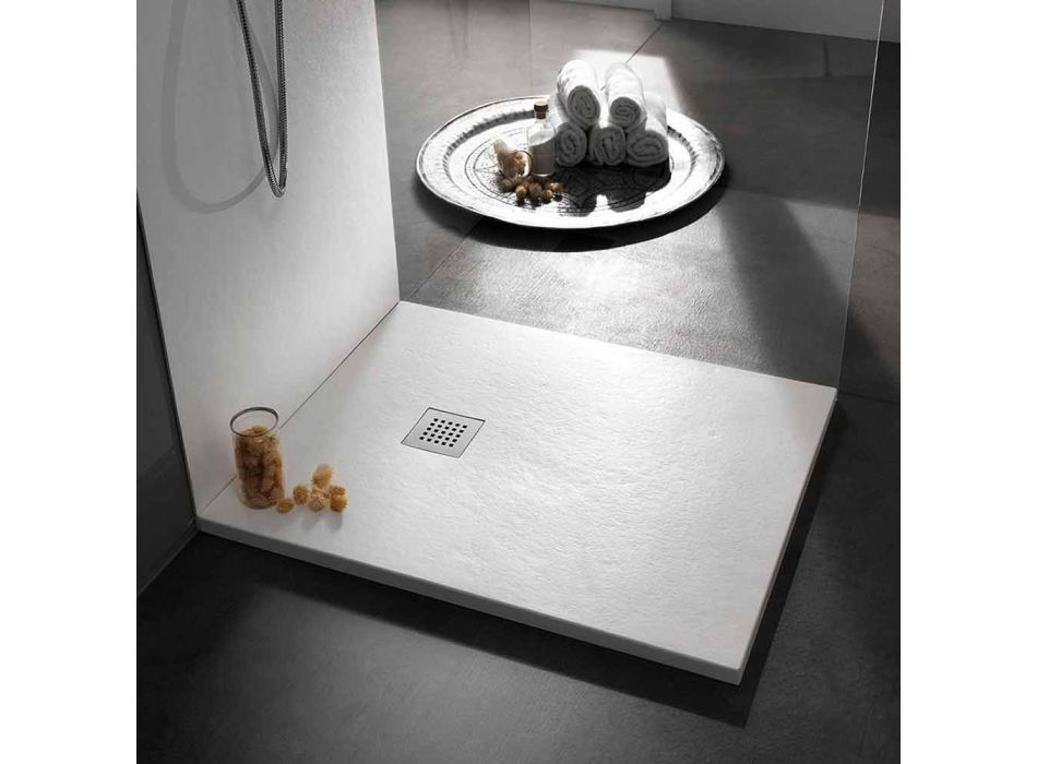 Moderní hranatá sprchová vanička 90x90 v pryskyřici s kamenným efektem - Domio Viadurini