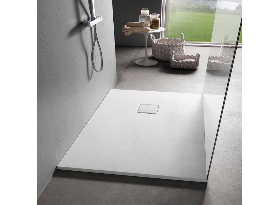 Moderní obdélníková sprchová vanička 100 x 80 cm v pryskyřici Velvet Effect - Estimo Viadurini