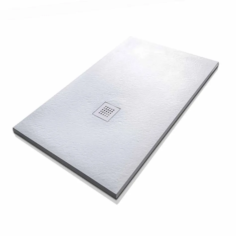 Obdélníková sprchová vanička 140x80 v pryskyřici s ocelovou mřížkou - Domio Viadurini