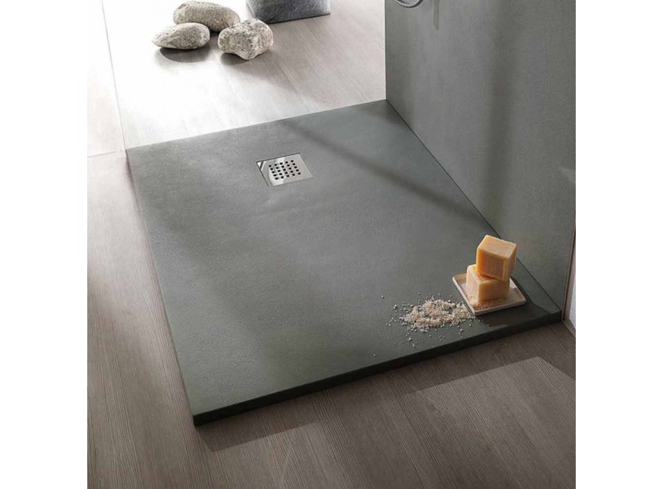 Moderní obdélníková sprchová vanička z efektu pryskyřičného betonu 90x70 cm - Cupio Viadurini