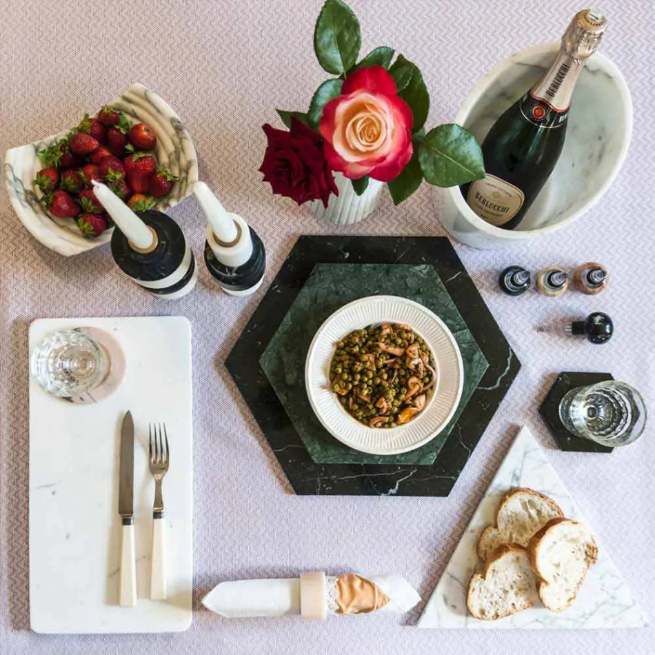 Šestihranný servírovací talíř v bílém mramoru Carrara nebo černé Marquinia - Ludivine Viadurini