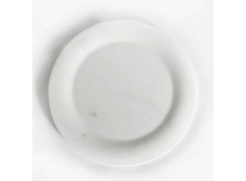 Plochý talíř v lesklém bílém sochařském mramoru designu Made in Italy - Brandy Viadurini