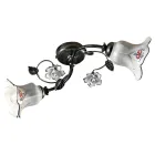 Stropní svítidlo se 2 světly z kovu a keramiky s ručně malovanými růžemi - Pisa Viadurini