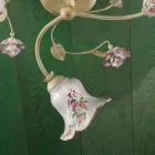 Stropní svítidlo 3 světla Kovové a keramické ručně malované červený drát - Pisa Viadurini