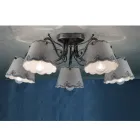 Stropní svítidlo se 3 nebo 5 světly v ručně malované keramické výšivce - Ravenna Viadurini