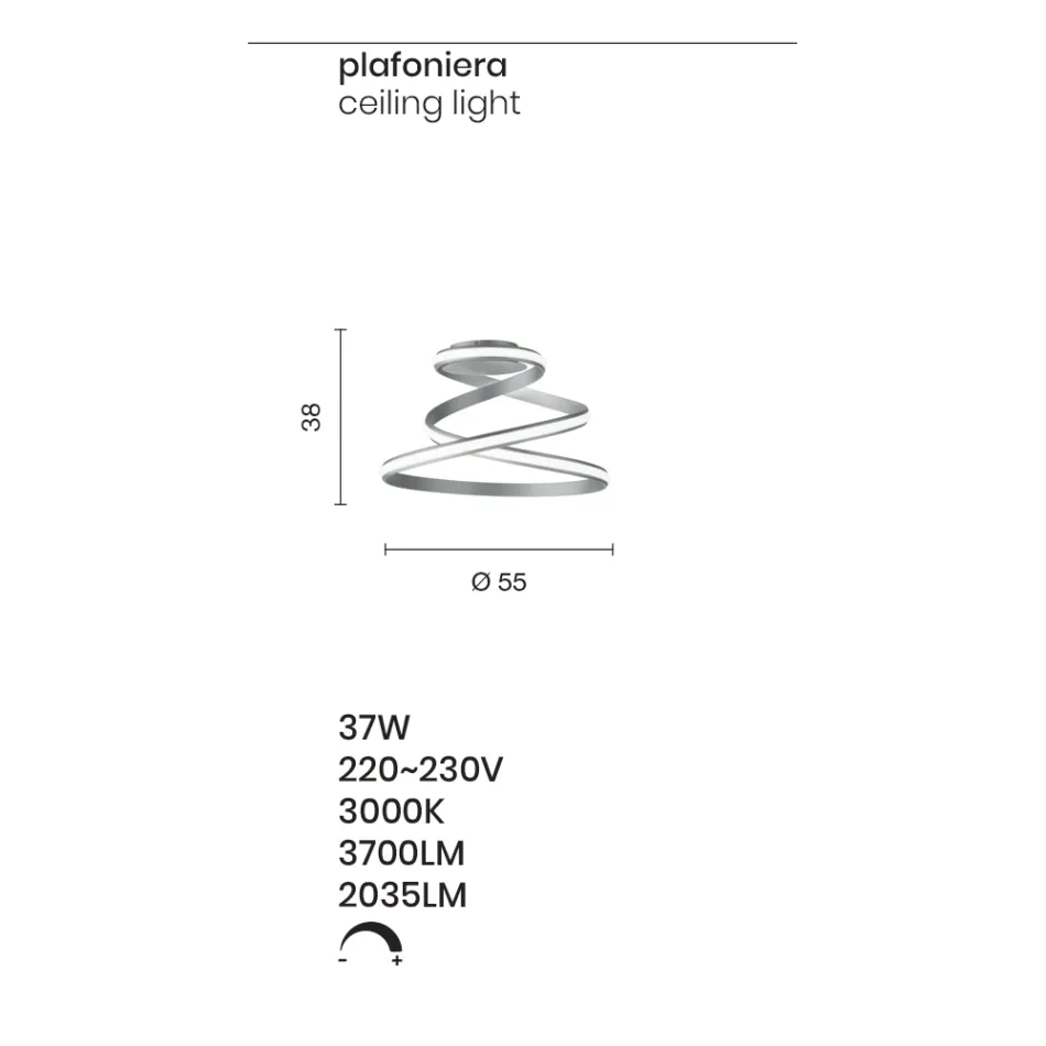 Moderní designové bíle lakované kovové LED stropní svítidlo - Rivolta Viadurini