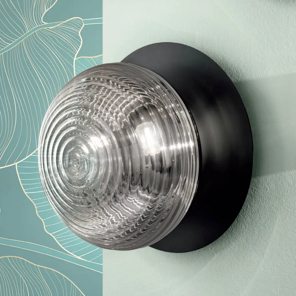 Nástěnná lampa z foukaného skla s kovovou konstrukcí - vlaštovka Viadurini