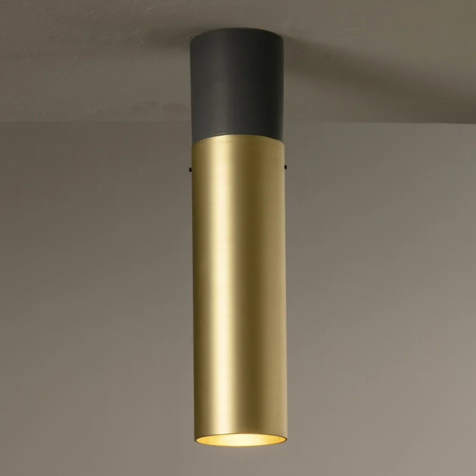 Řemeslná stropní lampa z keramiky a mosazi vyrobená v Itálii - Toscot Match Viadurini