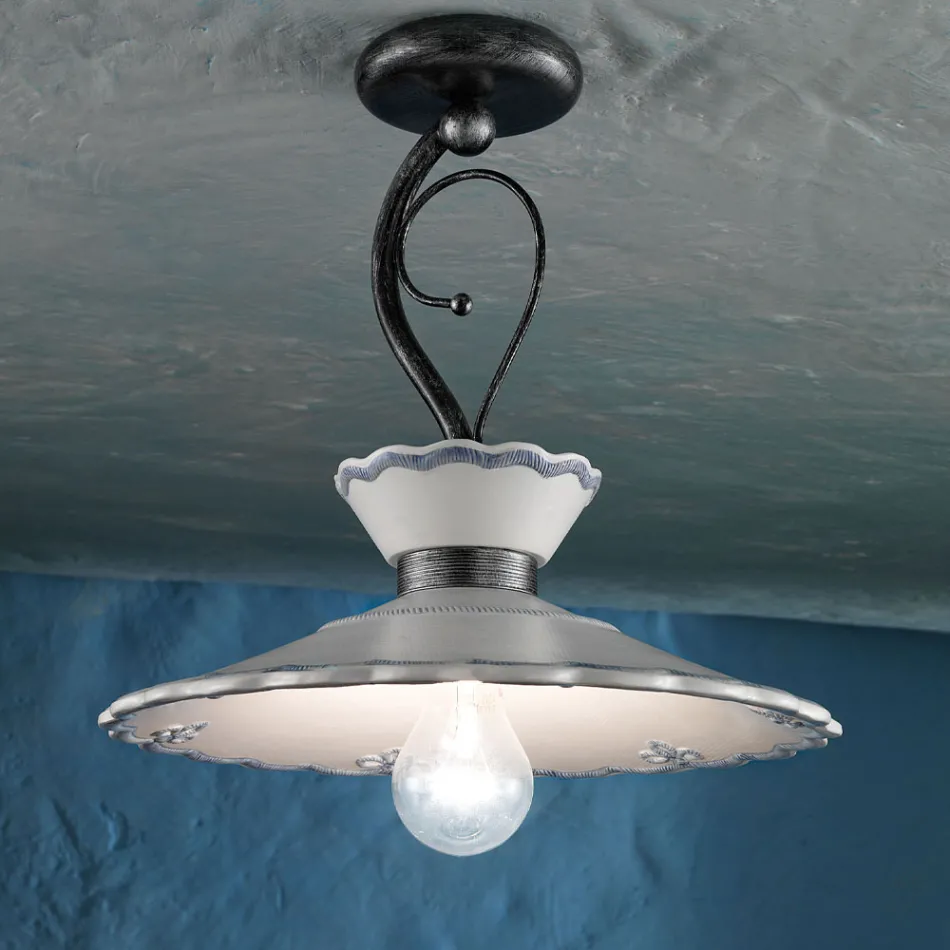 Stropní lampa Artisan z ručně malované keramiky s efektem výšivky - Ravenna Viadurini
