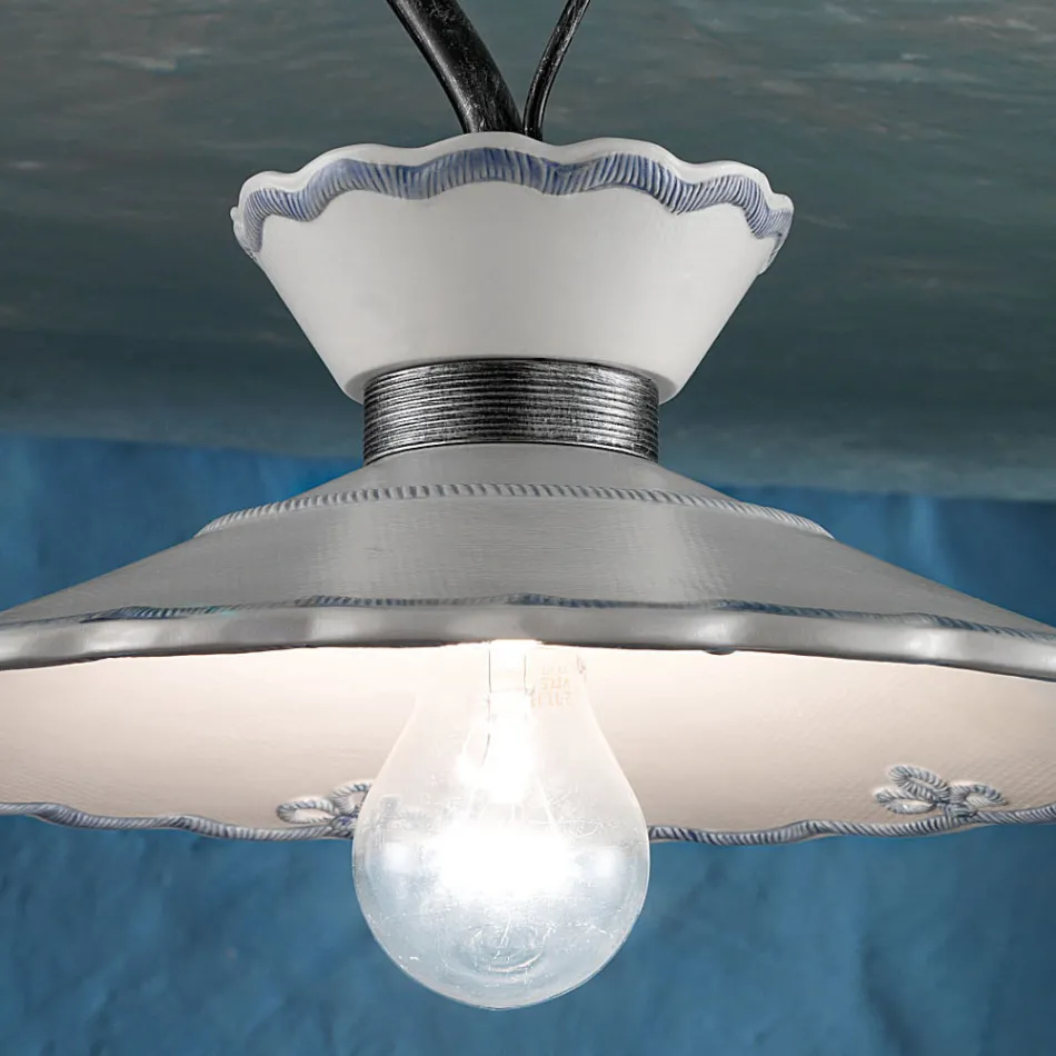 Stropní lampa Artisan z ručně malované keramiky s efektem výšivky - Ravenna Viadurini