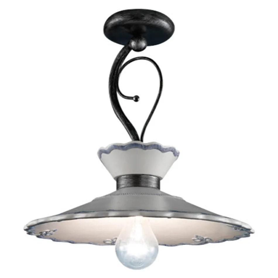 Stropní lampa Artisan z ručně malované keramiky s efektem výšivky - Ravenna Viadurini