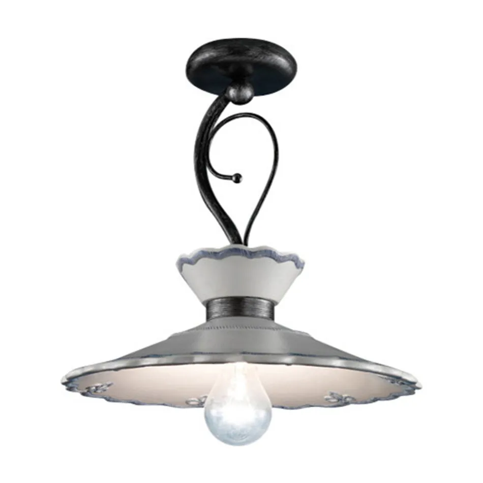 Stropní lampa Artisan z ručně malované keramiky s efektem výšivky - Ravenna Viadurini