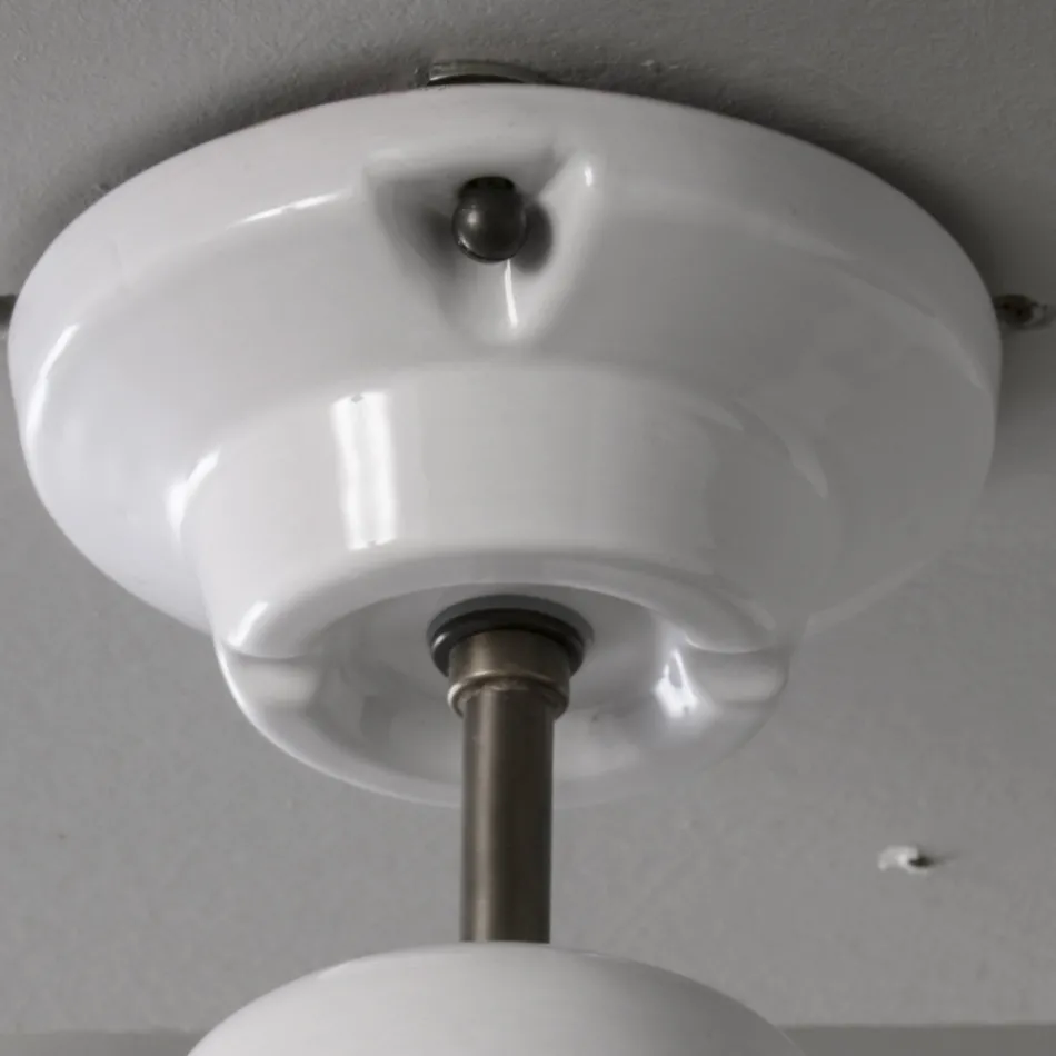 Ručně vyrobená stropní lampa z majoliky a hliníku vyrobená v Itálii - Toscot Battersea Viadurini