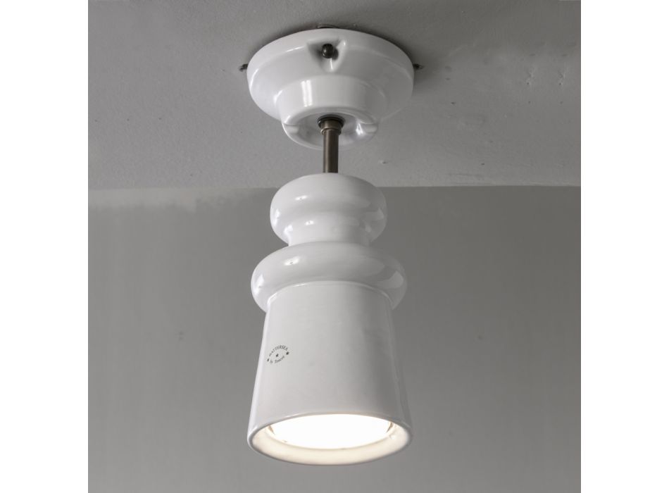 Ručně vyrobená stropní lampa z majoliky a hliníku vyrobená v Itálii - Toscot Battersea Viadurini