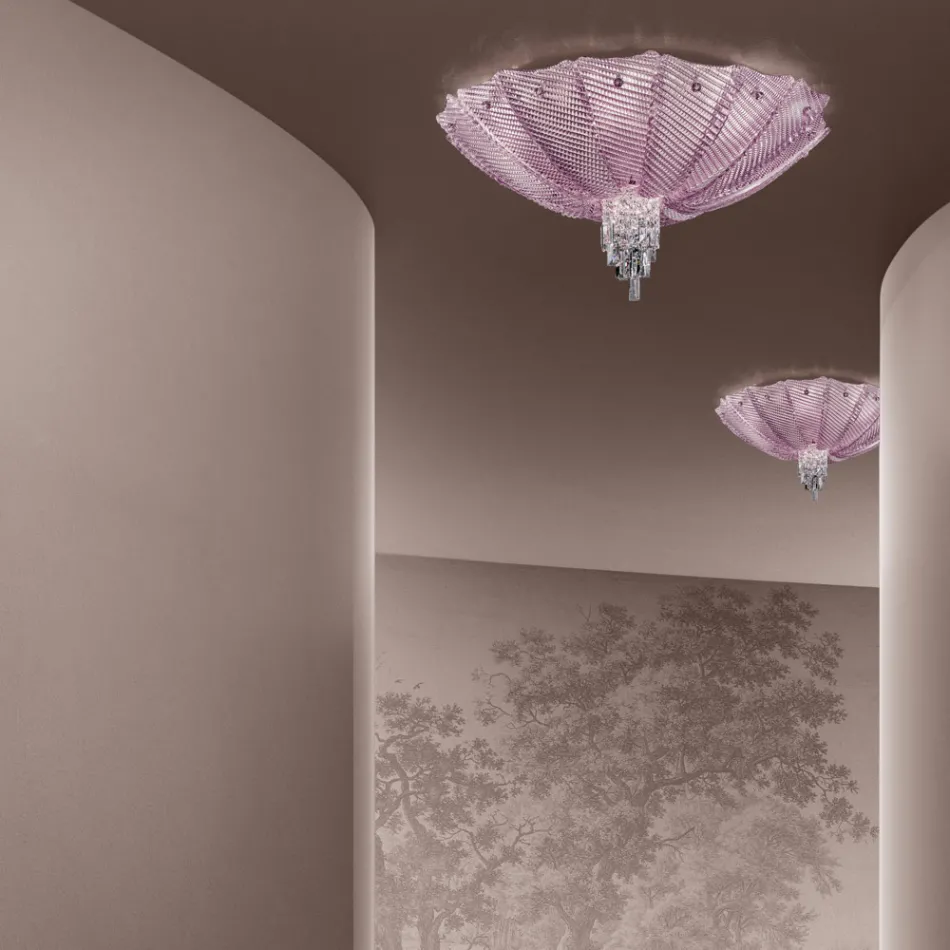 Ručně vyráběná stropní lampa z benátského skla a kovu Made in Italy - Fabiana Viadurini