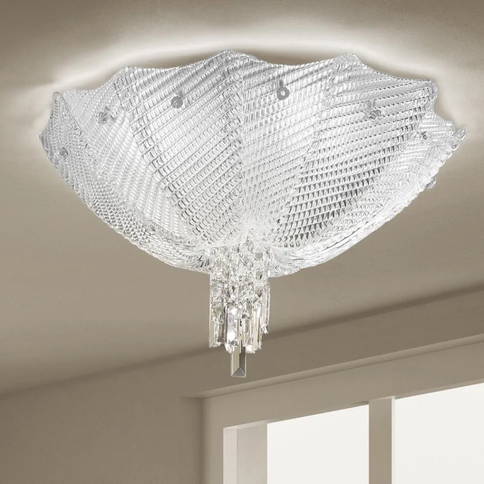 Ručně vyráběná stropní lampa z benátského skla a kovu Made in Italy - Fabiana Viadurini