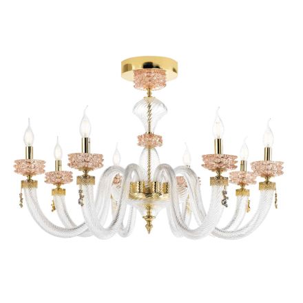 Klasická stropní lampa 8 světel v italském luxusním ručně vyráběném skle - fyziologický roztok Viadurini
