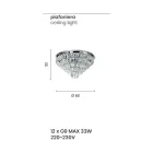 Klasická stropní lampa ve stříbrném kovu a křišťálové přívěsky - Jerome Viadurini