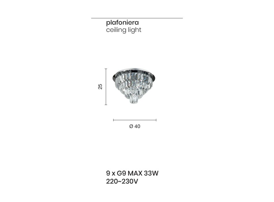 Klasická stropní lampa ve stříbrném kovu a křišťálové přívěsky - Jerome Viadurini